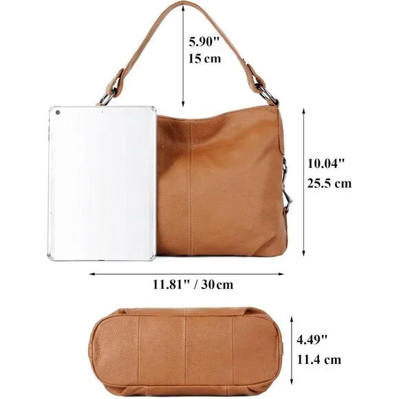Genuine Leather Women's Medium Crossbody Shoulder Bag with Removable Handle